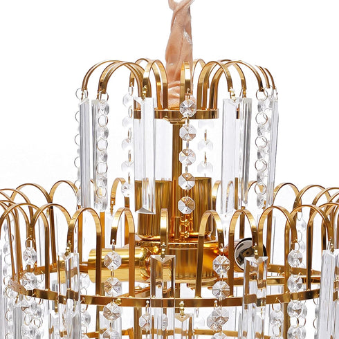 YUASDUU 15" 5-Tier Modern Farmhouse Crystal Chandeliers for Dining Room, Antique Pendant Chandelier Dining Room Light