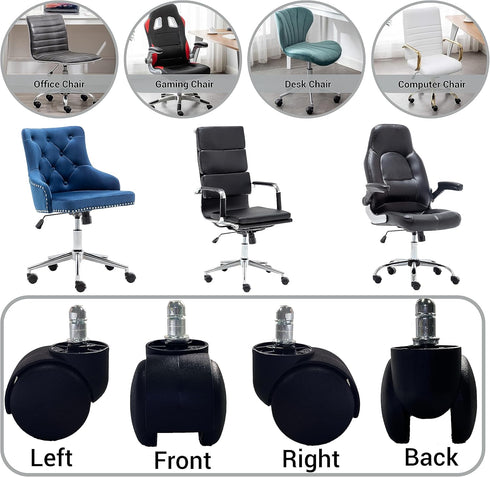 BTExpert 2" Heavy Duty Office Chair Wheels, Safe for All Floors, Rotating Mute Universal Standard Stem Size,