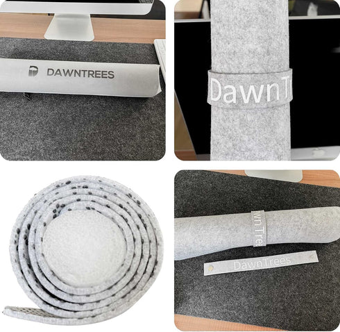 DawnTrees Felt Desk Pad, Keyboard Mat (35.5x12 Inches), Large Mouse Pad, Computer Desk Mat XL, Light Gray