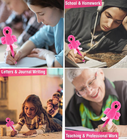 DolliBu Flamingo Plush Pen Cute & Soft Bird Stuffed Animal Ballpoint Novelty Pen Toy, Unique Writing Pen Instrument