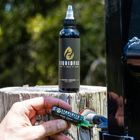 LIQUIDFIX Door, Lock & Hinge Lubricant - Reduces Noise Instantly - 4 oz Dropper & 0.5 oz Needle Oiler for Sliding Doors