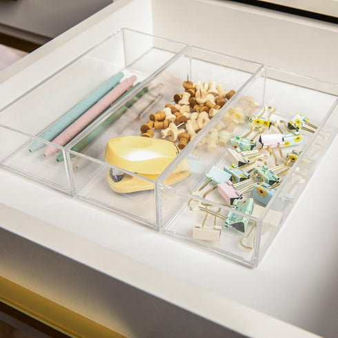 Martha Stewart Brody Desktop Storage Organizer, Stack and Slide Plastic Tray for Office, Kitchen, Vanity