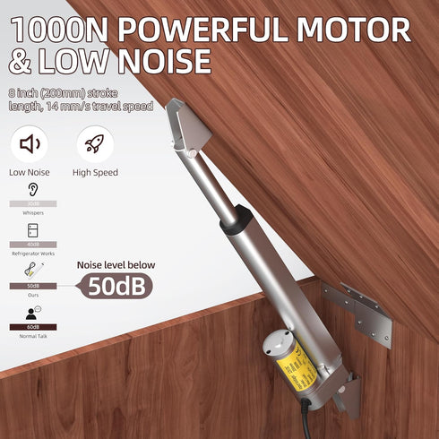 12 Volt Linear Actuator 1000N 8 Inch Stroke 200MM Heavy Duty with Reverse Polarity Switch, IP54 Waterproof