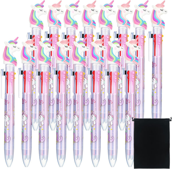 Epakh 16 Pcs Multicolor Unicorn Gel Ink Pens, 6 in 1 Retractable for Kids Office School Party Favors