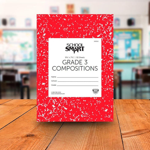 School Smart Skip-A-Line Composition Books, Grade 3, 50 Sheets, Red