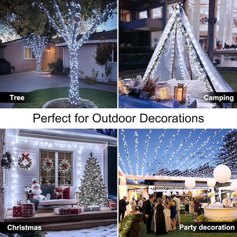 SFNDOU 2 Pack 33Ft 100 8 Solar String Lights for Outside,Each LED Solar String Lights Outdoor Waterproof