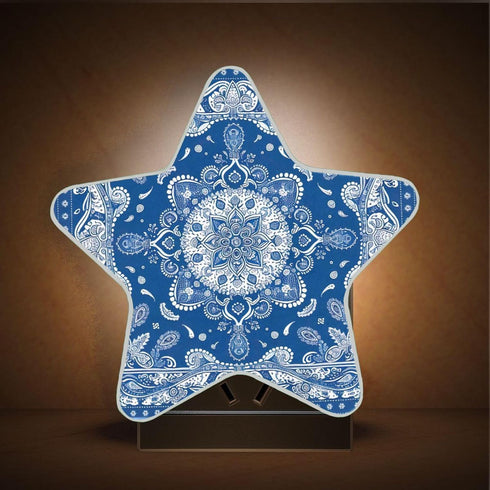 Burbuja 0.2W Portugal Tiles LED Night Light Plug into Wall Star-Shaped Nightlight Dusk to Dawn Auto Sensor for Bedroom
