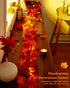 11FT 50 Bulbs VCOKEN Fall Garland With Lights - Connectable Maple Leaves With Pumpkin, Plug-in Decor for Outdoor Indoor