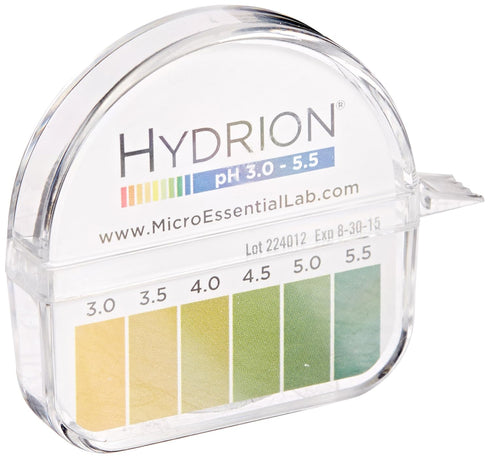 Micro Essential Lab 3110M18EA Hydrion Short Range pH Test Paper Dispenser, 3.0-5.5 pH