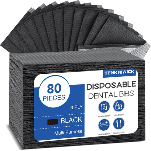 80 Pack Disposable Dental Bibs 13"x18", 3-Ply Waterproof Tattoo Bibs Sheet for