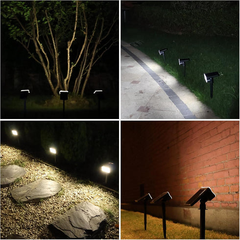 IP67, 60 3 2 1(Cool 4 Pack) HGGH Solar Lights Outdoor Waterproof LED Lighting Modes Solar Spot Lights Outdoor for Yard