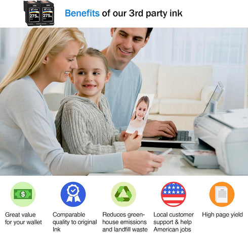 Cartlee Remanufactured Ink Cartridge Replacement for Canon 275XL Black Ink Cartridge (2 Pack)
