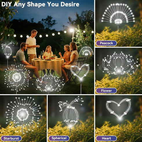 2 Pack 120 Garden Outdoor Lights, LED Solar Garden Lights Fairy Lights Outdoor Waterproof Decorative Solar Firework