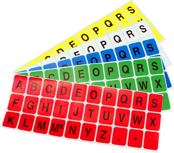 ChromaLabel 1 x 3/4 inch Alphabet Stickers, 5 Assorted Colors, 10 Sheets Variety Pack