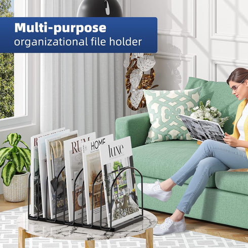 Simple Trending 9 Section Metal File Sorter Organizer for Desk, Home Office, Black