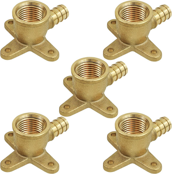 Supply Giant QYEM0012-5 PEX Barb X FIP 90 Degree Drop Ear Elbow Pipe Fitting - 1/2" X 1/2" Brass (Pack of 5)