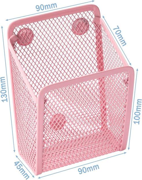 Magnetic Pencil Holder, Mesh Stainless Steel Pen Basket for Writing Utensil Storage in Home, Office, Kitchen