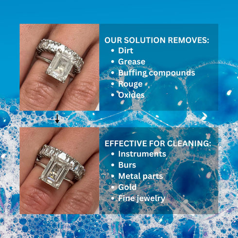 GemOro Jewelry Cleaner Solution Concentrate - Professional Performance for Ultrasonic Machines (1 Gallon)