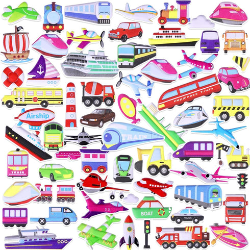 Set 3D 4 SHANGRLA Transportation Puffy Stickers Play for Kids ToddlersReusable Vehicle Sticker with Car, Truck