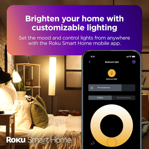 Bulbs 1-Pack) Dimmable A19 Lightbulbs Bulbs Roku Smart Light (White, - with Adjustable Brightness & Temperature - WiFi