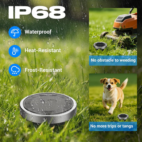 8 Pack IP68 Peasur Solar Ground Lights Outdoor, Flat Solar Powered Disc Lights, Waterproof, Anti-Rust, Landscape