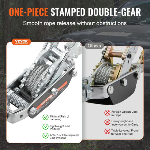 VEVOR Come Along Winch, 5 Ton Pulling Capacity, 11.5 ft Steel Cable, Heavy Duty Ratchet Power Puller