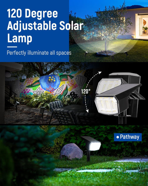 4 Pack IP65, 63 3 AUDERWIN Solar Spot Lights Outdoor Waterproof LED Lighting Modes Spotlights for Yard Garden House