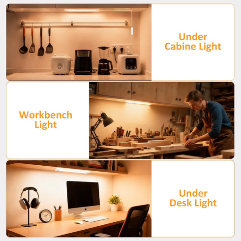14 Inch 110V 120V Counter, maylit Under Cabinet Lighting Plug in, Linkable Ultra Bright LED Light Bar, Renter Friendly