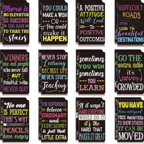 Inspirational Notepads - Mini Motivational Notebook, Small Pocket Journal Notepads, 12 Styles, 96 Pieces