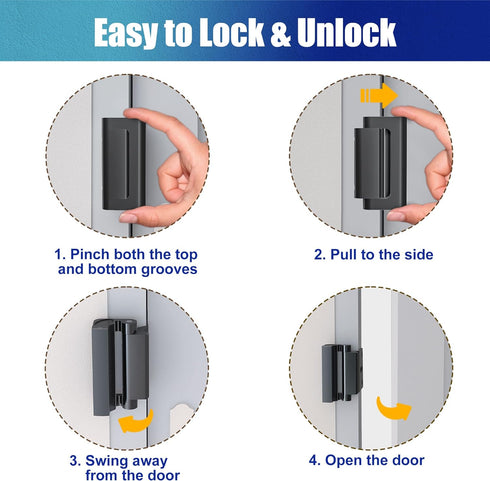 2Pack 800lbs Door Reinforcement Lock Withstands of Force - Black Extra Proof Door Lock for Kids Safety Drilling