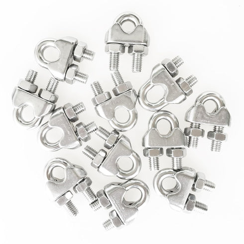 12Pcs M6 1/4 Inches Stainless Steel Wire Rope Cable Clip Clamp