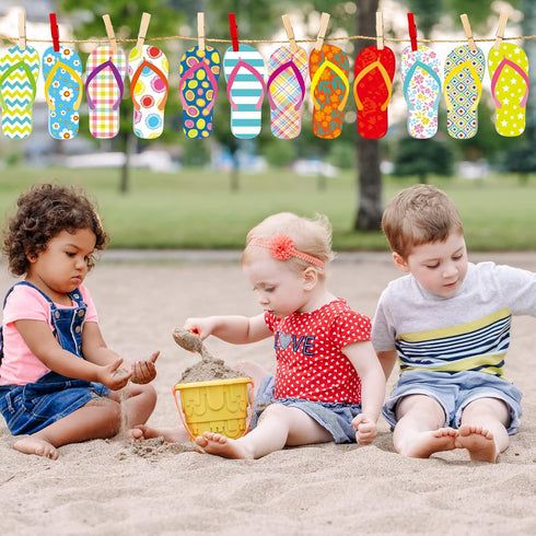 Fancy Land Flip-Flop Cutouts, Summer Bulletin Board Decorations for Back to School Classroom, 60Pcs
