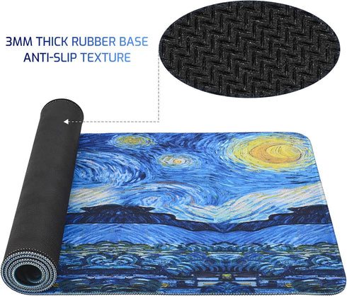 Van Gogh Starry Night Extended Large Gaming Mouse Pad, 31.4"x11.8" Non-Slip Rubber Base XL Mousepad