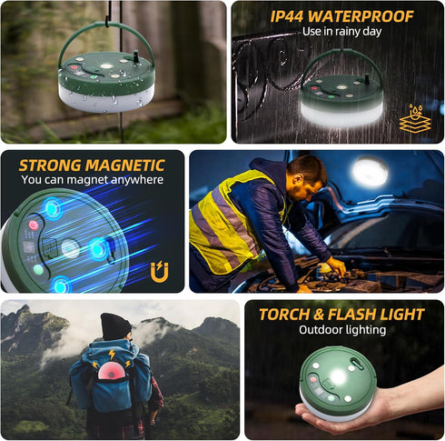 32.8' 6 IPX4 GHORA Camping String Lights, Outdoor USB Rechargeable with Remote Control - Modes Waterproof Portable Warm