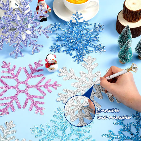 Zonon 48 Pcs Snowflake Cutouts Decorations, Winter Christmas Paper Cutouts with Glue Points for Home Office Decor