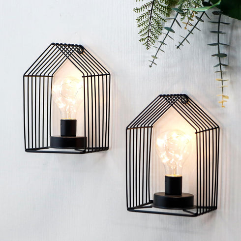 JHY DESIGN Set of 2 Battery Operated Wall Sconce 7''H Metal Wall