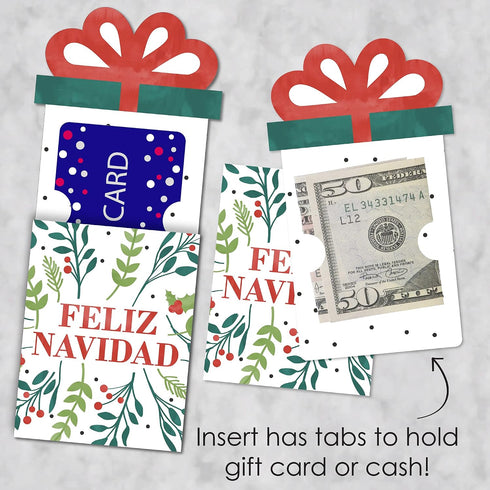 Set 8 Big Dot of Happiness Feliz Navidad - Holiday and Spanish Christmas Party Money and Gift Card Sleeves - Nifty