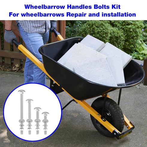 Wheelbarrow Handles Bolt Kit Replacement Carriage Bolts and Nuts 5/16 Stainless 4", 3", 2-1/2" and 2" inches Long, Wheelbarrow Hardware Kit -12 Pack