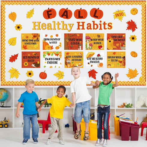 Fall Healthy Habits Bulletin Board Decorations Set - Autumn Classroom Decor for Thanksgiving