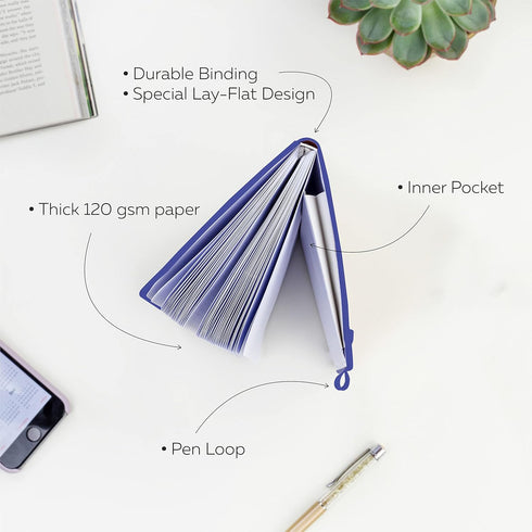 Clever Fox Dotted Notebook, Hard Cover Journal with Thick 120g Paper, 5'' x 8.25'', Royal Blue