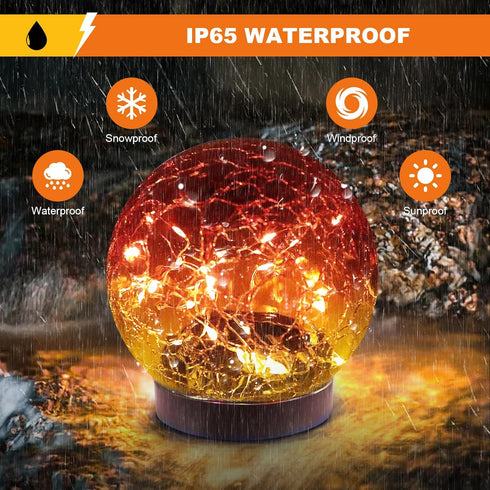 MLKNK 4 Pack Solar Globe Lights Outdoor Waterproof-Solar Balls-Solar Garden Lights-Orbs for Outside Cracked Glass Ball
