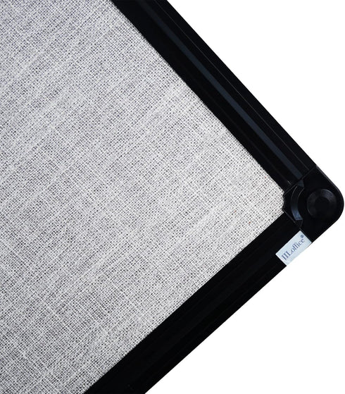JILoffice 36 X 24 Inch Cork Linen Bulletin Board (Grey) with Black Aluminum Frame for Office Home School