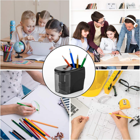 Electric Pencil Sharpener Heavy-Duty Helical Blade with Adapter/Battery Operated for No.2 Pencils