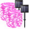 JMEXSUSS 2 Pack Pink Solar Christmas Lights - 33ft 100 LED Waterproof String Lights for Outdoor Decorations