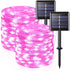 JMEXSUSS 2 Pack Pink Solar Christmas Lights - 33ft 100 LED Waterproof String Lights for Outdoor Decorations