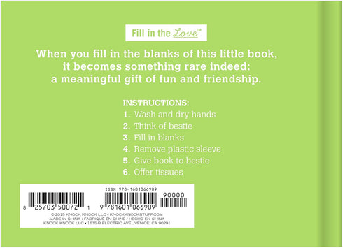 Knock Knock Why You're My Bestie Book Fill in the Love Fill-in-the-Blank Book Gift Journal, 4.5 x 3.25-Inches by Knock Knock
