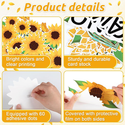 ZOIIWA Sunflower Bulletin Board Decorations, Summer Truck Back to School Set with Black Plaid Borders Wall Decor