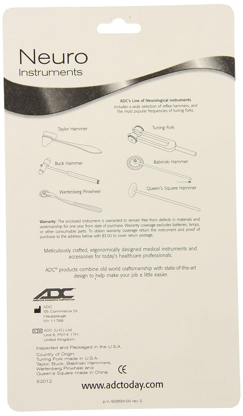 Hammer ADC Buck Neurological with Concealed Brush and Needle, Chrome-Plated Medical Instrument