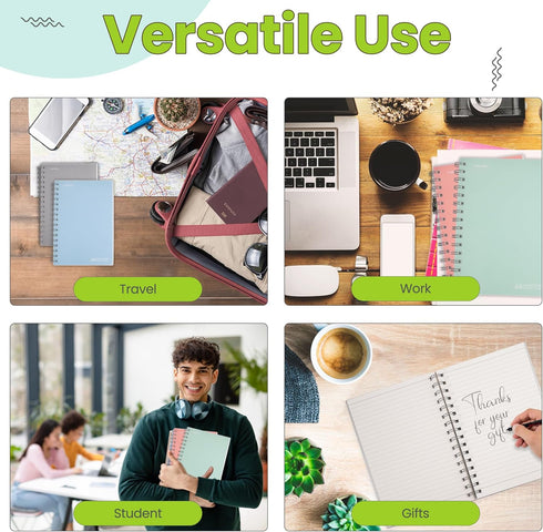 TWONE Spiral Notebook, 7"x10", 140 Ruled Pages, Waterproof Frosted PP Cover, Blue, Ideal for School, Office, Personal