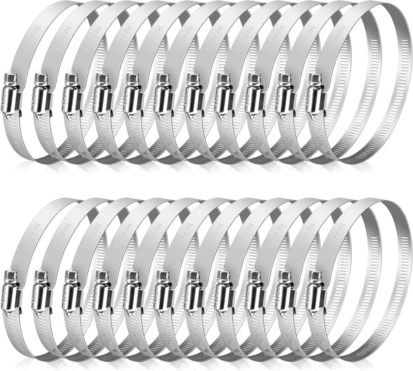 Twdrer 4 Inch 304 Stainless Steel Adjustable Hose Clamp, Worm Gear Duct Clamp for Plumbing, Automotive, Mechanical